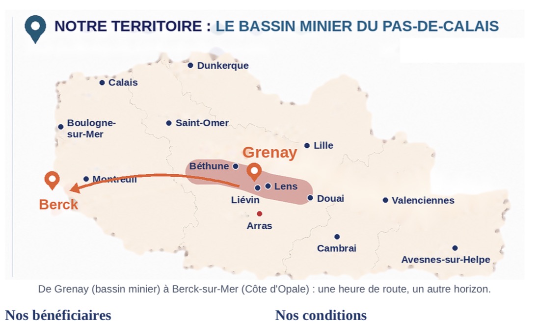 Carte du bassin minier du Pas-de-Calais jusqu'à Berck-sur-Mer